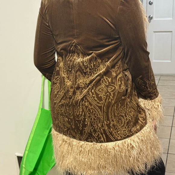 Forever 21 Penny Lane Coat. Faux Fur-Trim Embroidered Coat w/Pockets Size Small - Picture 7 of 10